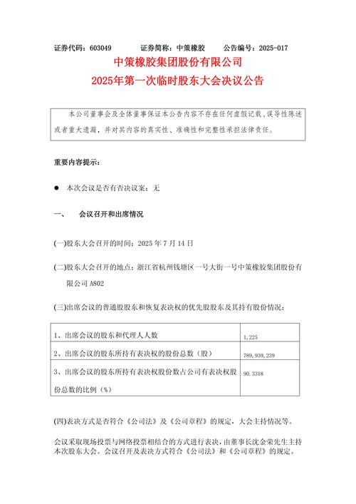 中策橡胶股票代码_中策橡胶603049股东大会网络投票_中策橡胶2025年股东大会召开时间地点