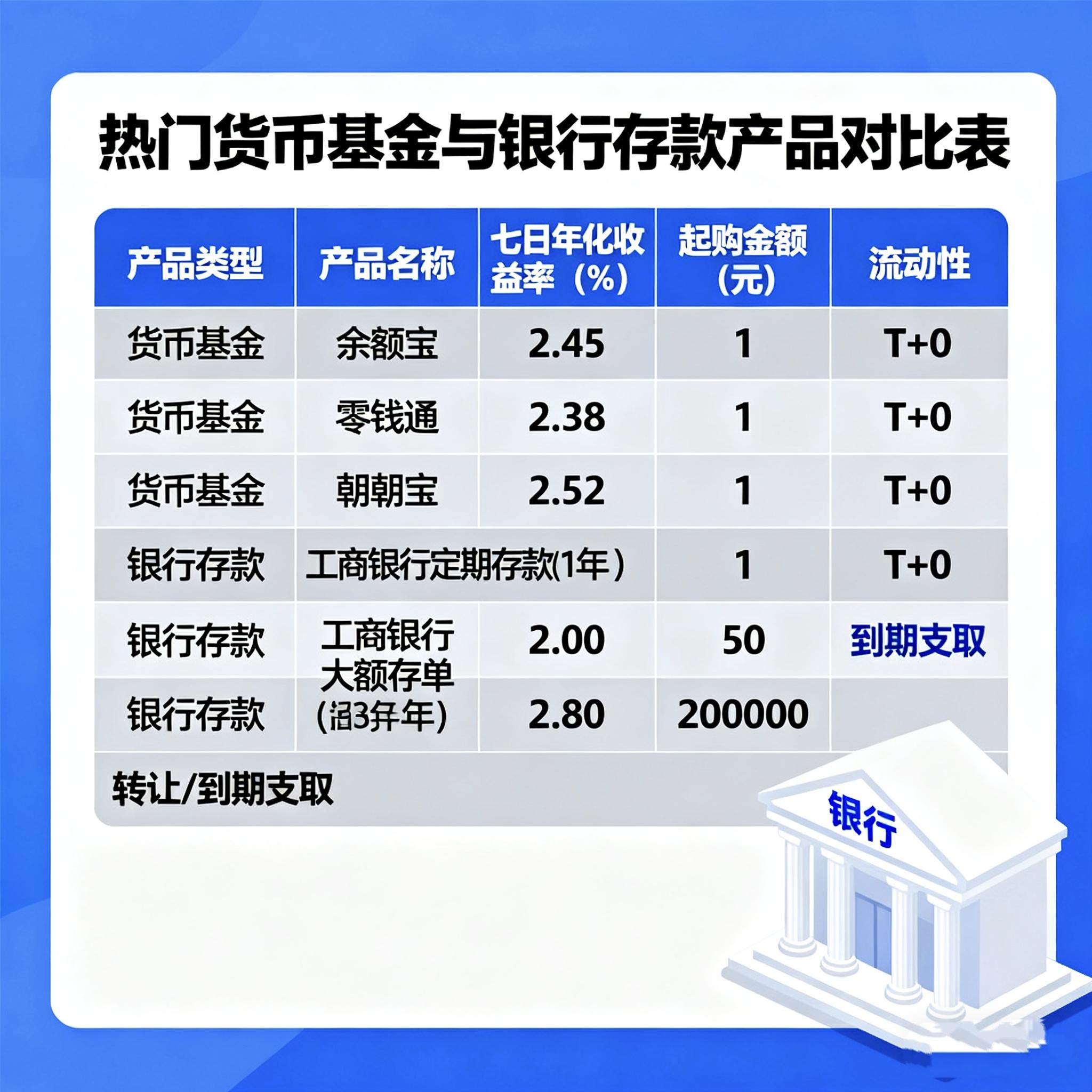货币基金_七日年化收益率 万份收益 看哪个_银行存款