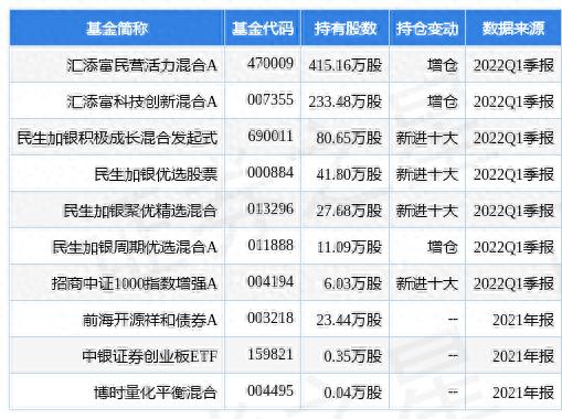 重仓金力永磁的基金名单_金力永磁2021年报分析_汇添富民营活力股票